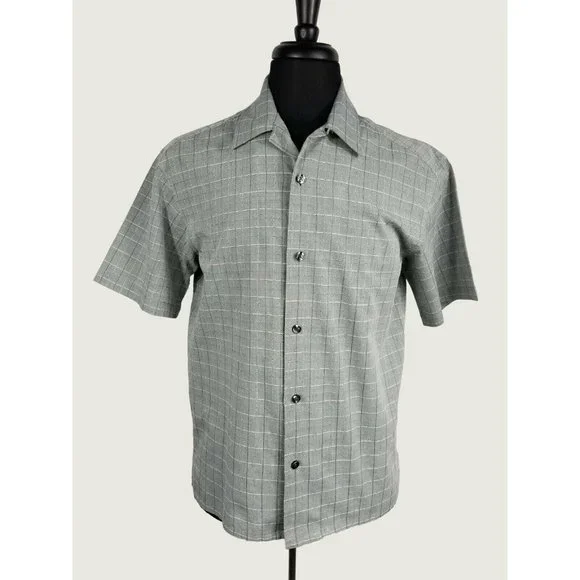 geoffrey beene short sleeve dress shirts Geoffrey Beene Short Sleeve Casual Business Dress Shirt Mens Medium Gray